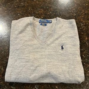 Mens Ralph Lauren fine knit grey sweater size SMALL
